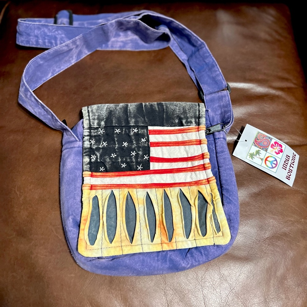 India Boutique American Flag Crossbody Bag | Tote Cloth Handbag | NWT